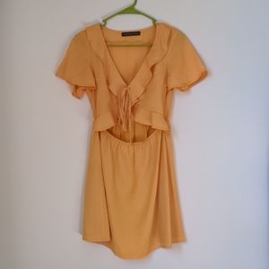 White Fox Boutique Yellow Flutter Sleeve Dress